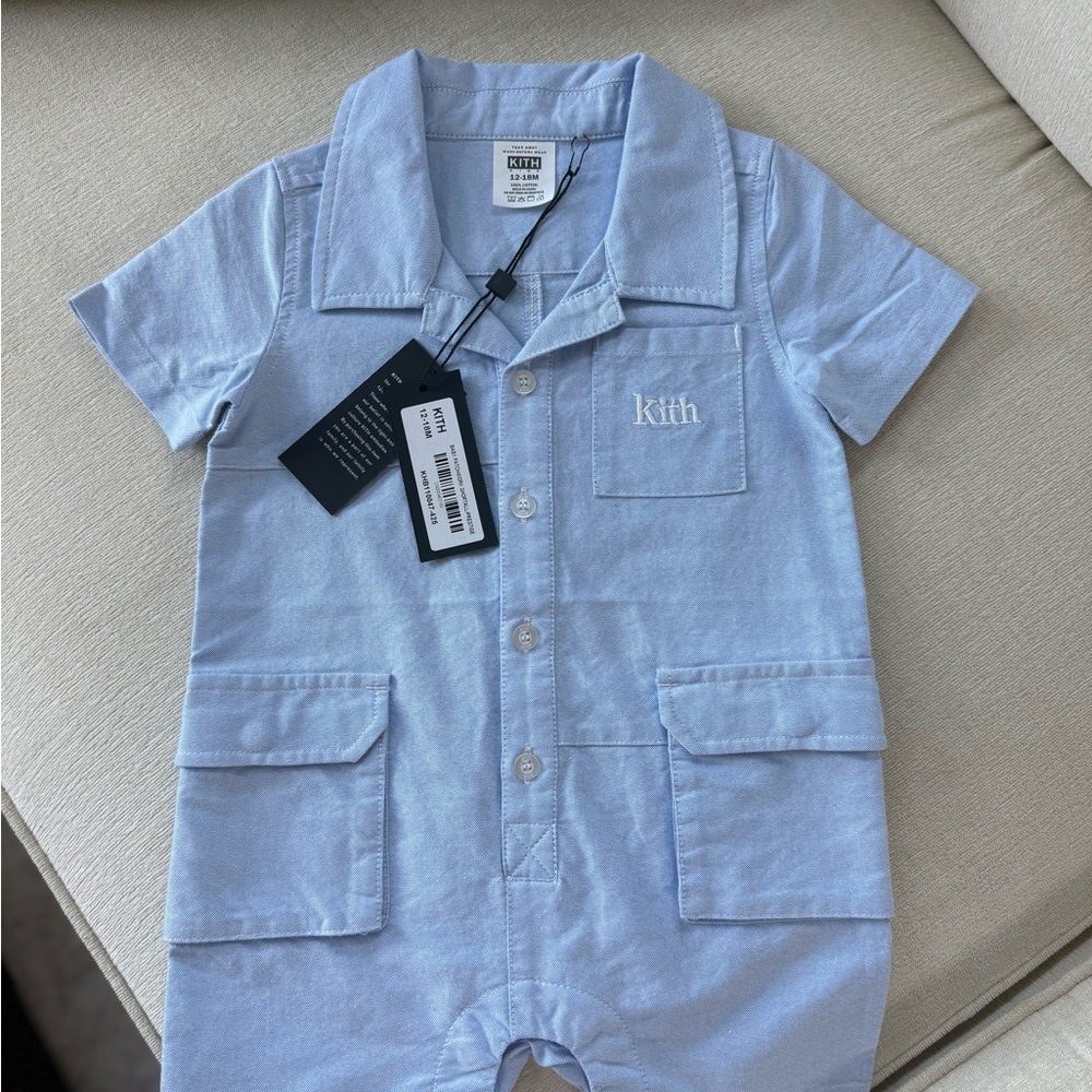 Kith Sky Blue Button-Up Romper